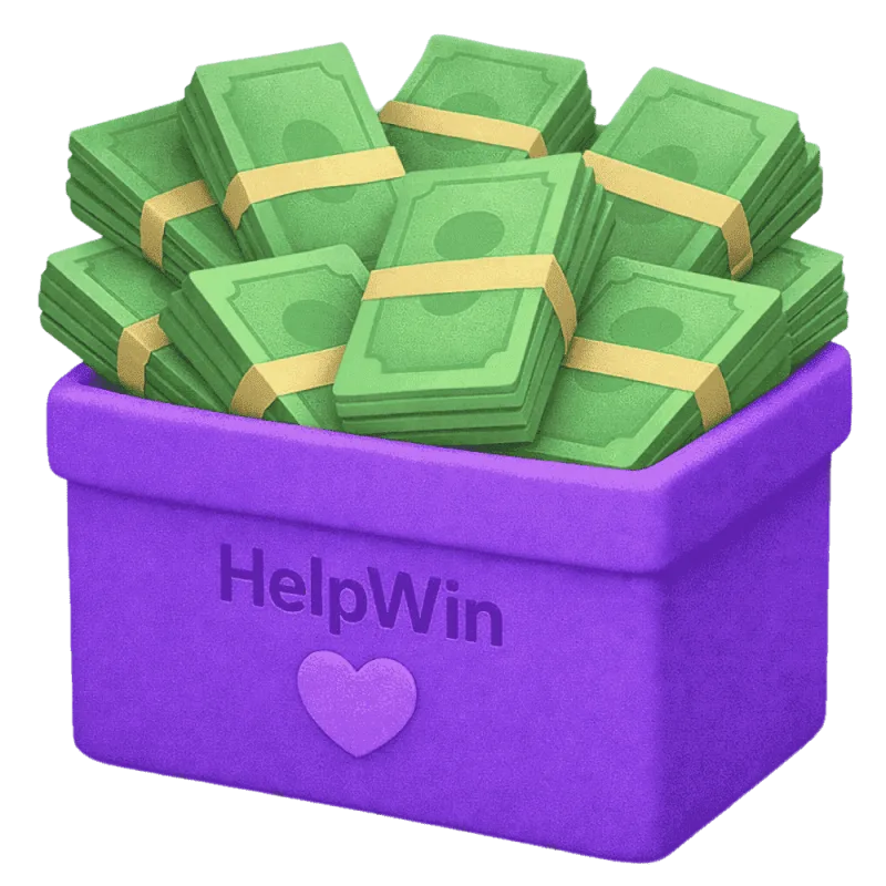 Imagen oficial del premio de la campaña en HelpWin: una caja con fajos de billetes